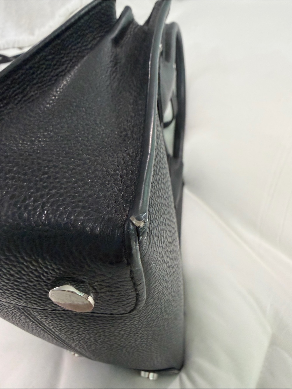Michael Kors Black Pebbled Leather Satchel with Top Handles - Picture 4 of 10